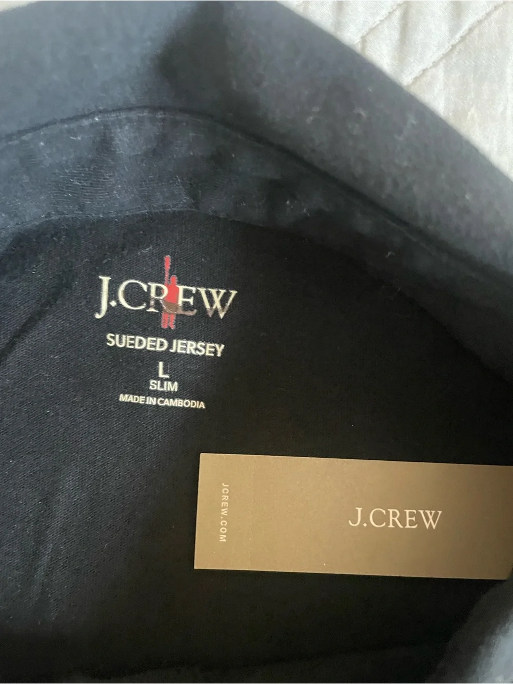 J. CREW Slim sueded cotton polo shirt in Black Size L NWT $55 BW393